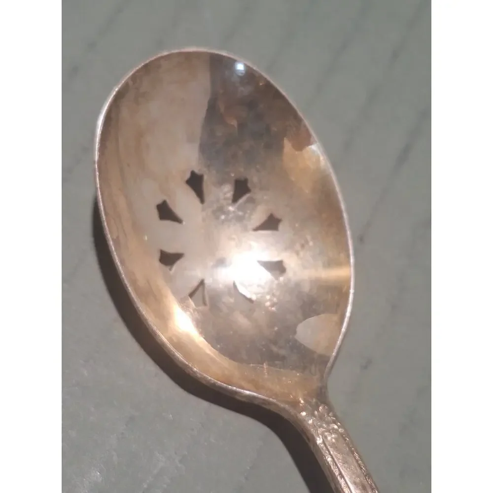 1847 Rogers Bros Adoration Silverplate Pickle Fork Pierced Serving Spoon Set